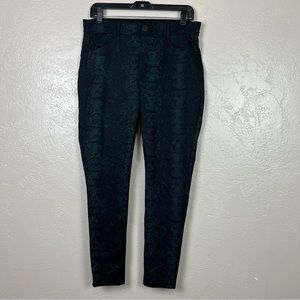 Democracy Absolution Pants Womens Size 8 Black Green Animal Print‎ Mid Rise